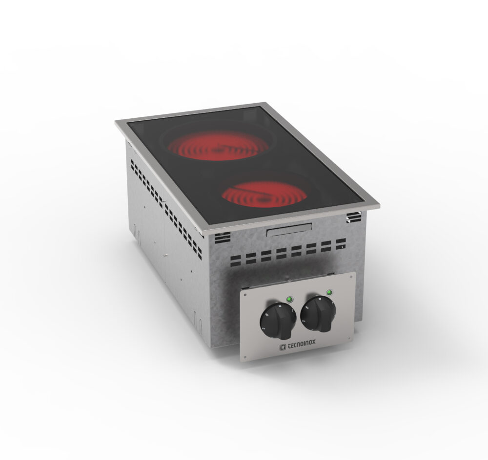 Glass ceramic electric boiling top with 2 heating zones (dropin